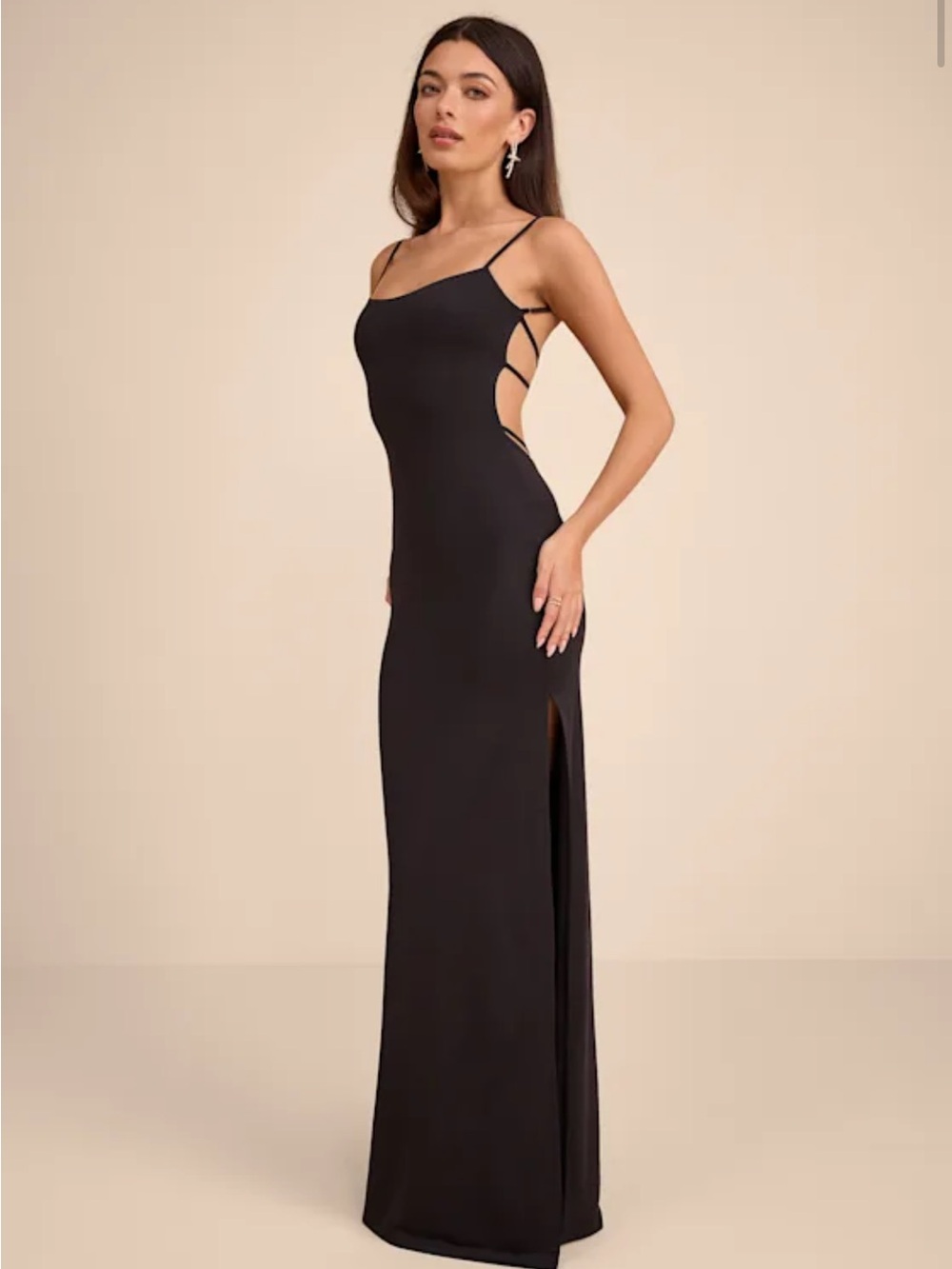 Lulu's Sleek Black Strappy Backless Maxi Dress